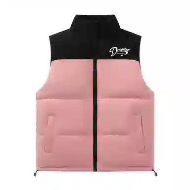 三体 末日之战系列 撞色拼接简约基础款字母印花保暖厚款舒适立领开衫背心户外工装机能风潮牌美式复古无袖马甲 男女同款