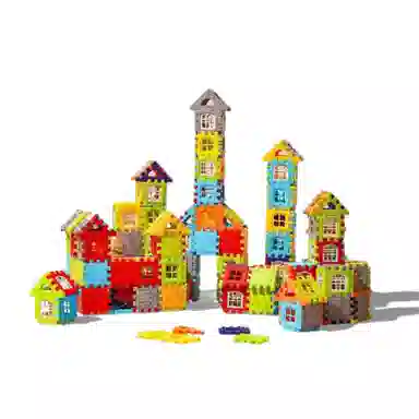 乐乐鱼 超大号搭房子积木拼装墙模型拼图 早教益智玩具