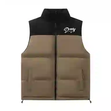 三体 末日之战系列 撞色拼接简约基础款字母印花保暖厚款舒适立领开衫背心户外工装机能风潮牌美式复古无袖马甲 男女同款