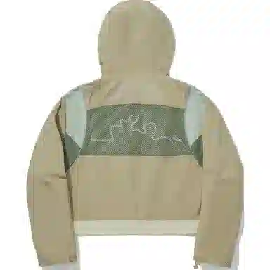 中国李宁 拼接拉链连帽反光防泼水防晒宽松夹克外套 女款 卡其色