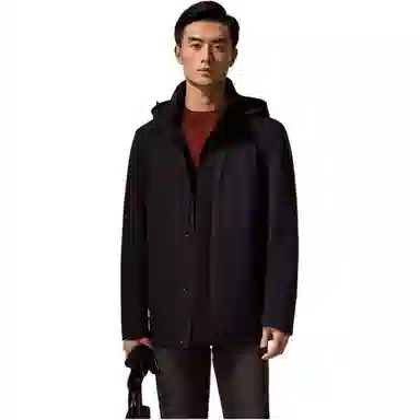 迪柯尼 时尚简约连帽长袖棉服 男款 黑色