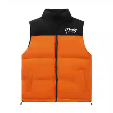 三体 末日之战系列 撞色拼接简约基础款字母印花保暖厚款舒适立领开衫背心户外工装机能风潮牌美式复古无袖马甲 男女同款