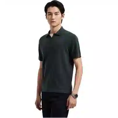 迪柯尼 纯色翻领简约短袖针织衫 男款