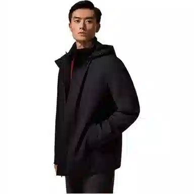 迪柯尼 时尚简约连帽长袖棉服 男款 黑色