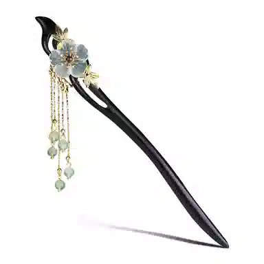 凤凰涅磐 新中式复古民族风流苏簪子汉服头饰高级感 黑檀木 岫玉 发簪 女款 礼物 礼盒