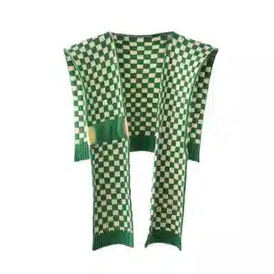 北极绒 高端棋盘格小坎肩保暖装饰 披肩 女款