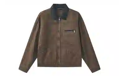 复古高级感拉链翻领撞色宽松夹克外套 男女同款