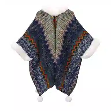 北极绒 加绒云南丽江民族风斗篷旅游拍照披风 披肩 女款