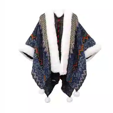 北极绒 加绒云南丽江民族风斗篷旅游拍照披风 披肩 女款