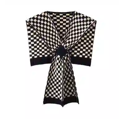 北极绒 高端棋盘格小坎肩保暖装饰 披肩 女款