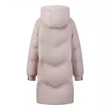 雅鹿 时尚休闲纯色拉链简约长袖中长款连帽廓形加厚保暖羽绒服 女款