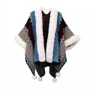 北极绒 加绒云南丽江民族风斗篷旅游拍照披风 披肩 女款