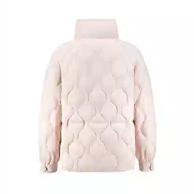 雅鹿 通勤立领拉链长袖轻薄短款小个子波浪绗线纯色羽绒服 女款