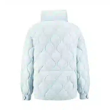 雅鹿 通勤立领拉链长袖轻薄短款小个子波浪绗线纯色羽绒服 女款