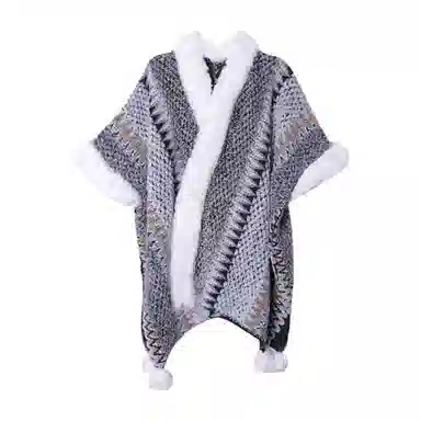 北极绒 加绒云南丽江民族风斗篷旅游拍照披风 披肩 女款