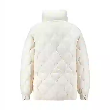 雅鹿 通勤立领拉链长袖轻薄短款小个子波浪绗线纯色羽绒服 女款