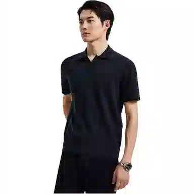 迪柯尼 纯色翻领简约短袖针织衫 男款