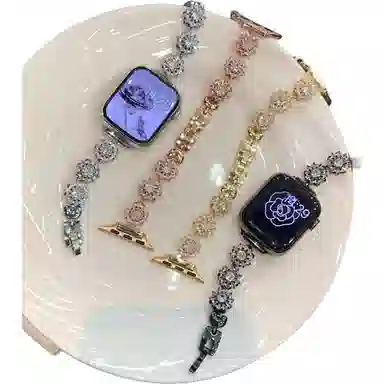 倍维奇 编织材质 表带 适用苹果手表时来运转雪花皓石适用表带苹果手表金属高级女