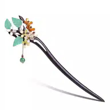 凤凰涅磐 新中式簪子桂花古风汉服头饰配饰盘发仙气古装发饰 黑檀木 发簪 女款 礼物