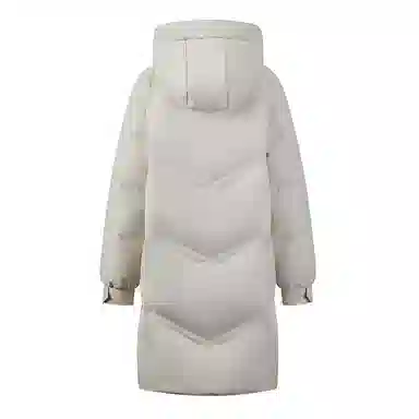 雅鹿 时尚休闲纯色拉链简约长袖中长款连帽廓形加厚保暖羽绒服 女款