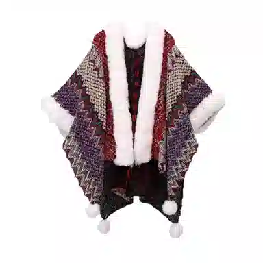北极绒 加绒云南丽江民族风斗篷旅游拍照披风 披肩 女款
