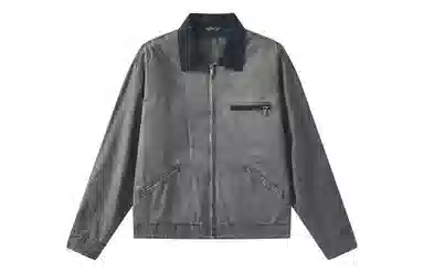 复古高级感拉链翻领撞色宽松夹克外套 男女同款