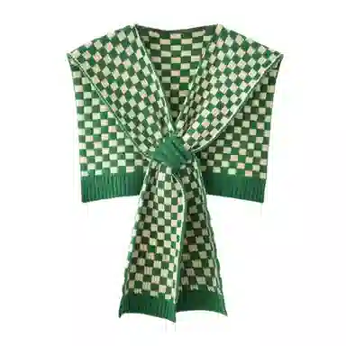 北极绒 高端棋盘格小坎肩保暖装饰 披肩 女款