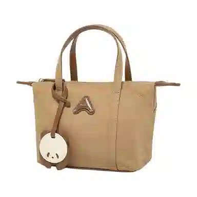 百思图 小众休闲简约日常通勤时尚百搭 织物 斜挎包 女款 杏色/黑色