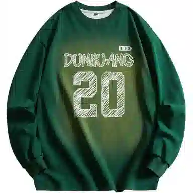 敦煌博物馆 重磅水洗美式复古字母渐变宽松百搭高街圆领卫衣 男女同款