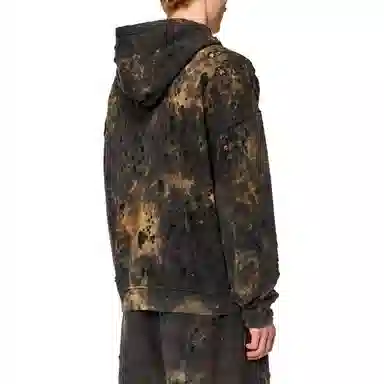 Diesel Hoodie Distressed Brown Black