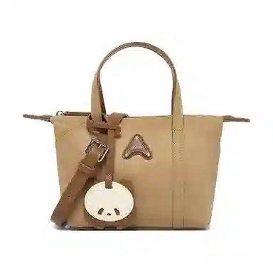 百思图 小众休闲简约日常通勤时尚百搭 织物 斜挎包 女款 杏色/黑色