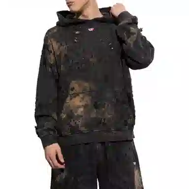 Diesel Hoodie Distressed Brown Black