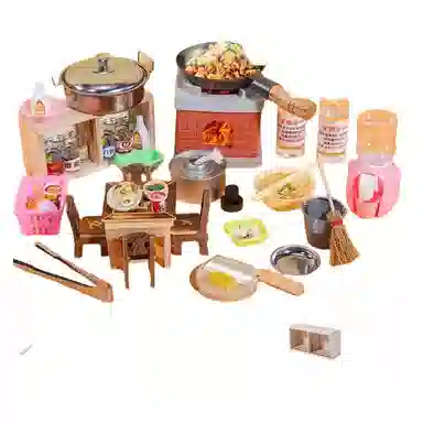 妙贝乐 真实厨具可做饭 复古小厨房 食品级安全材质 过家家 玩具