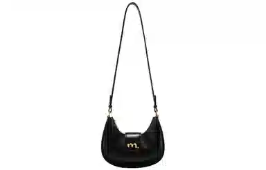 妙迪 小众设计高级感时尚气质通勤简约百搭 质感真皮牛皮 新月包月亮腋下包手提单肩斜挎包 中号 女款 黑色