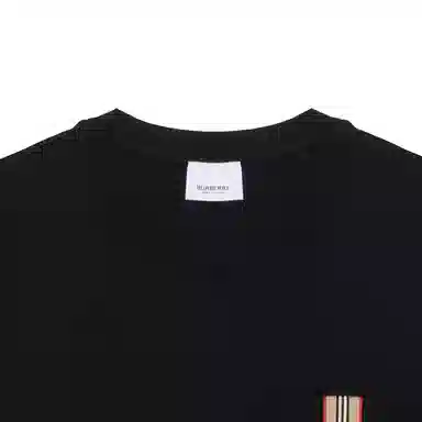 Burberry SS24 Striped Applique Crewneck T-Shirt Black