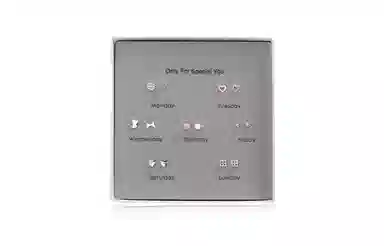 尚银福 一周七天耳饰 森系小清新小巧精致时尚简约气质 星星四叶草爱心小狗爱骨头几何小众设计七对套装 合金 耳钉 女款