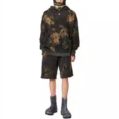 Diesel Hoodie Distressed Brown Black