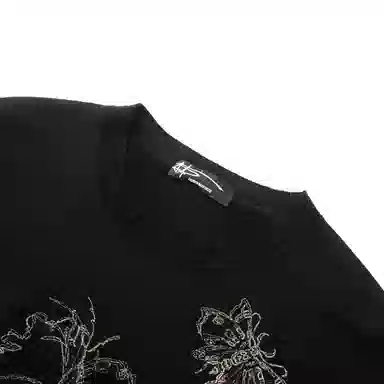 Andrew Mackenzie Vintage Animal Print Lightweight Crewneck Sweater Black