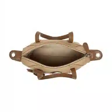 百思图 小众休闲简约日常通勤时尚百搭 织物 斜挎包 女款 杏色/黑色