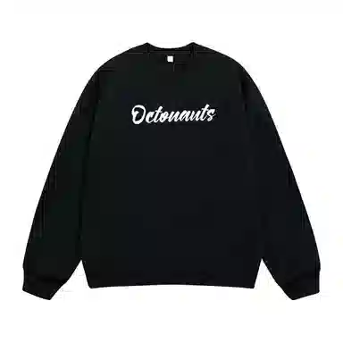 海底小纵队 美式复古山茶花花体字母印花时尚潮流重磅多巴胺日常出行宽松落肩无性别主义休闲圆领长袖卫衣 男女同款