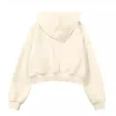 棉致 纯色简约短款落肩连帽宽松长袖卫衣 女款