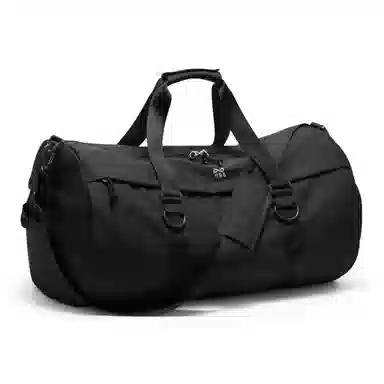 轻骑者 潮流大容量短途出差旅游行李袋运动含干湿分离独立鞋袋 帆布 旅行单肩手提斜挎健身包 大号 男女同款情侣款 黑色/卡其