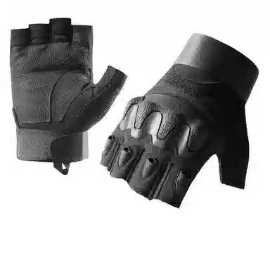 山一丸 防滑防护软壳半指军迷男战术 超纤革 楼梯布 手套 男款