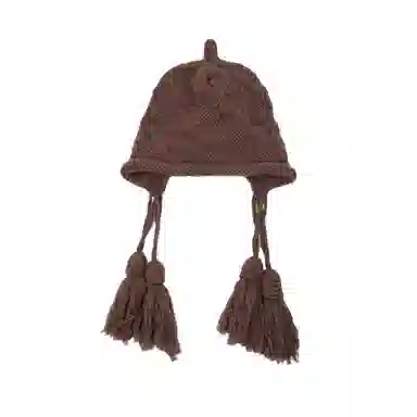 北极绒 秋冬手工流苏保暖高级针织帽子甜美可爱护耳 涤纶 绒线帽 女款