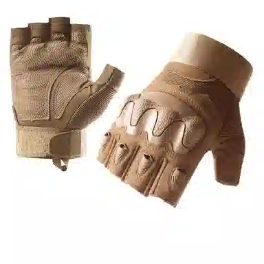 山一丸 防滑防护软壳半指军迷男战术 超纤革 楼梯布 手套 男款