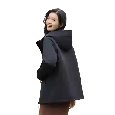 鸭鸭 连帽时尚百搭保暖纯色休闲羽绒服 男女同款