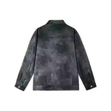 WILD LEADER Vintage Washed Tie-Dye Leather Jacket