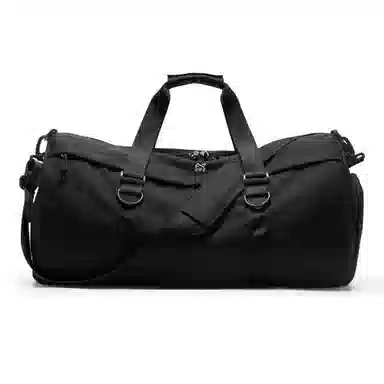 轻骑者 潮流大容量短途出差旅游行李袋运动含干湿分离独立鞋袋 帆布 旅行单肩手提斜挎健身包 大号 男女同款情侣款 黑色/卡其