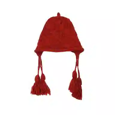 北极绒 秋冬手工流苏保暖高级针织帽子甜美可爱护耳 涤纶 绒线帽 女款