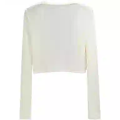 她池 小清新外搭长袖镂空短款针织衫 女款